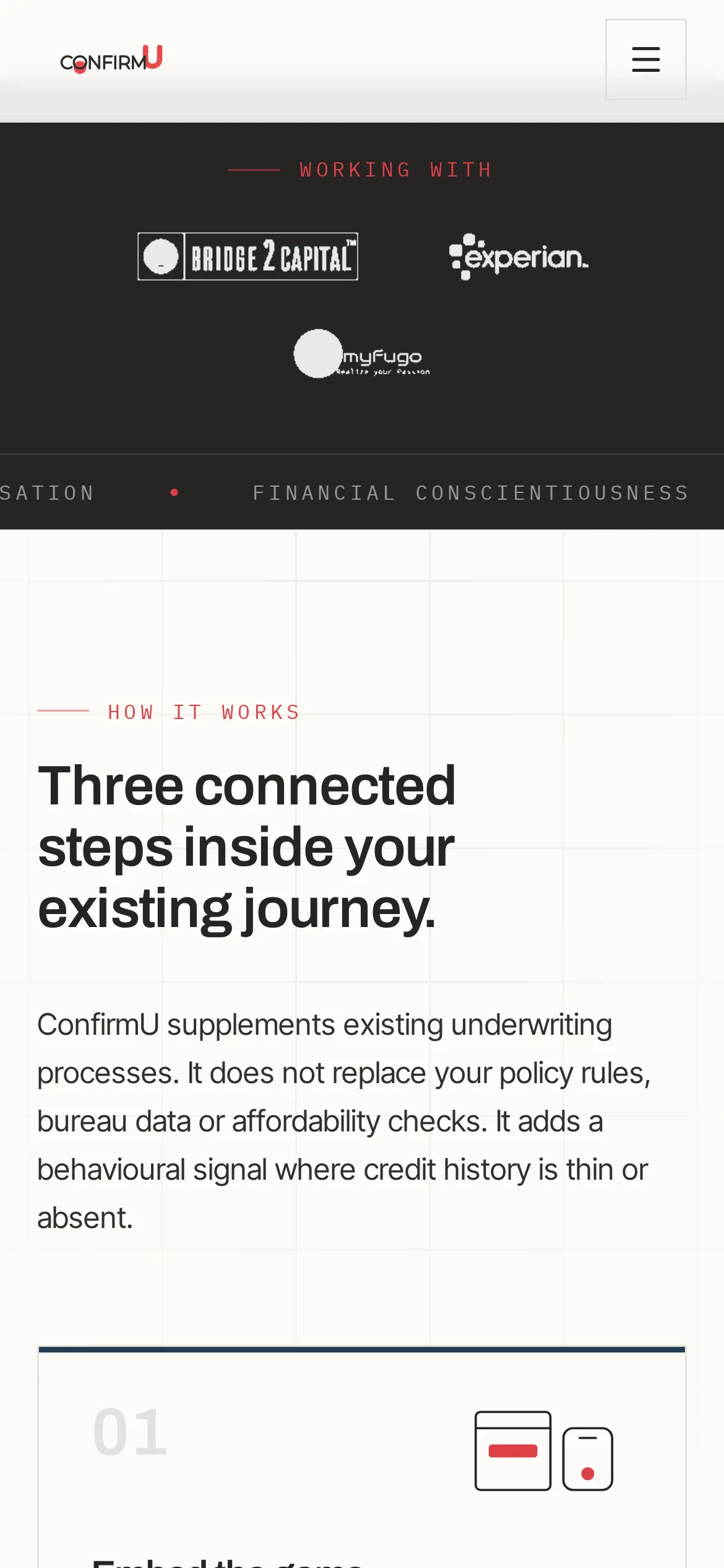 ConfirmU handheld second screen, website designed by SmartReach AI