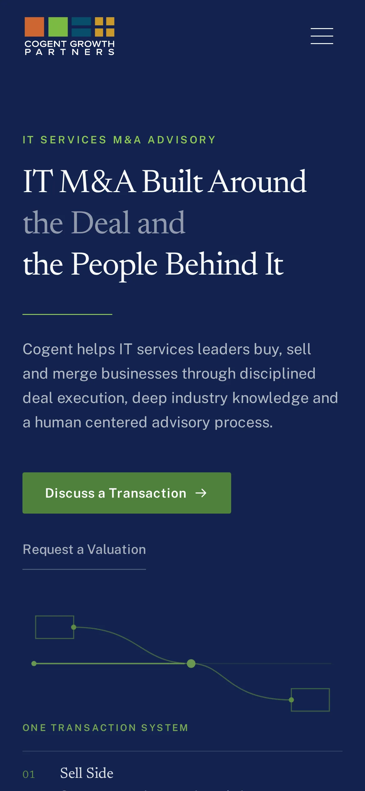 Cogent Growth Partners finished page on a phone, website designed by SmartReach AI
