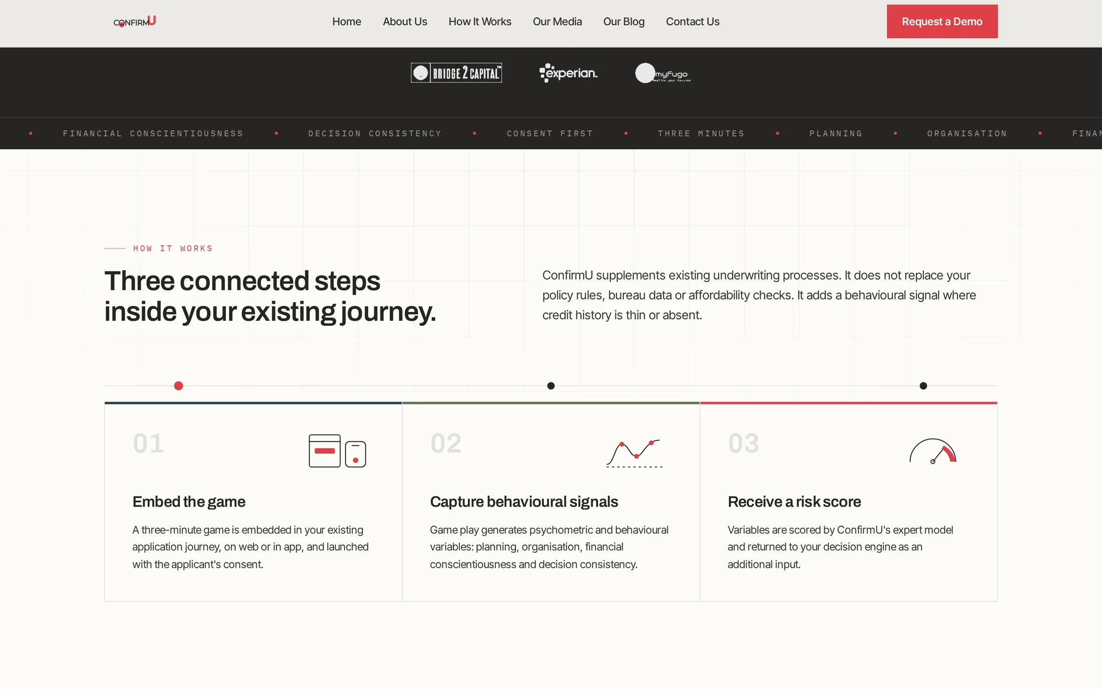 ConfirmU product explanation, website designed by SmartReach AI